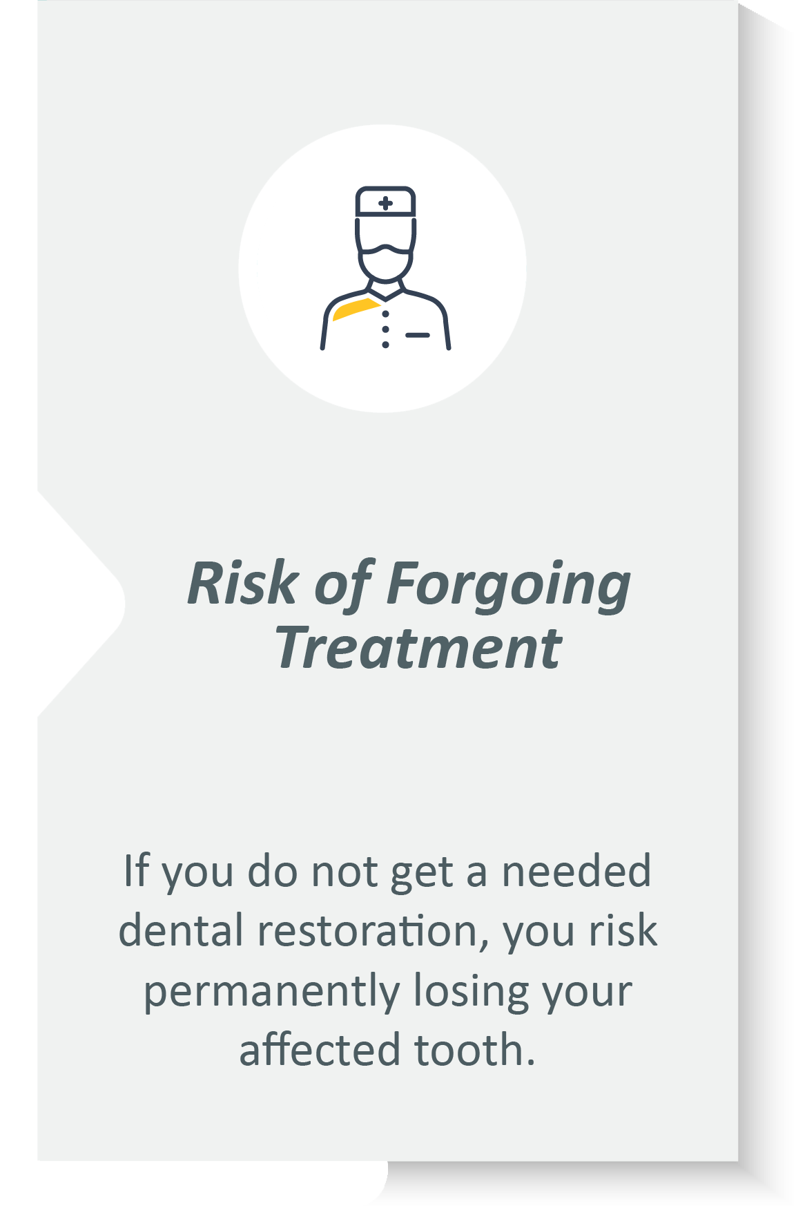 Dental restorations infographic: If you do not get a needed dental restoration, you risk permanently losing your affected tooth.